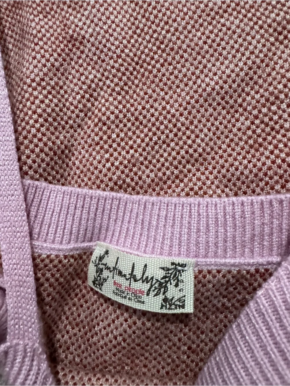Free People Pink & Red Patterned Knit Cardigan with Matching Crop Top